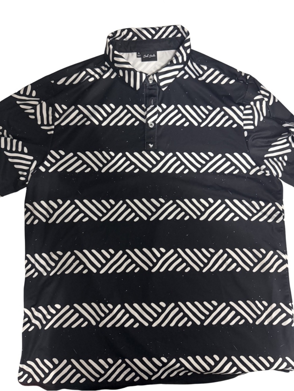 Bad Birdie Black & White Patterned Polo Shirt